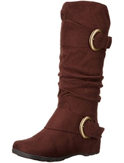 Womens Buckle Knee-High Slouch Boot in Regular and Wide-Calf Sizes