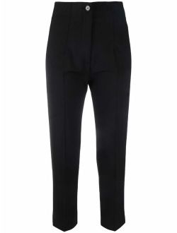 high-waisted straight-leg trousers