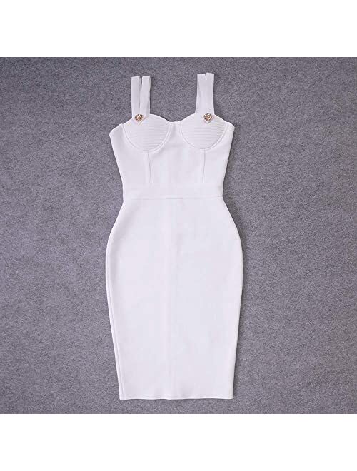 BEAUKEY Double Strap Bodycon Knee Length Bandage Dress