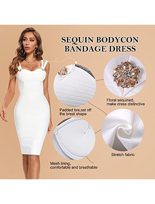 BEAUKEY Double Strap Bodycon Knee Length Bandage Dress