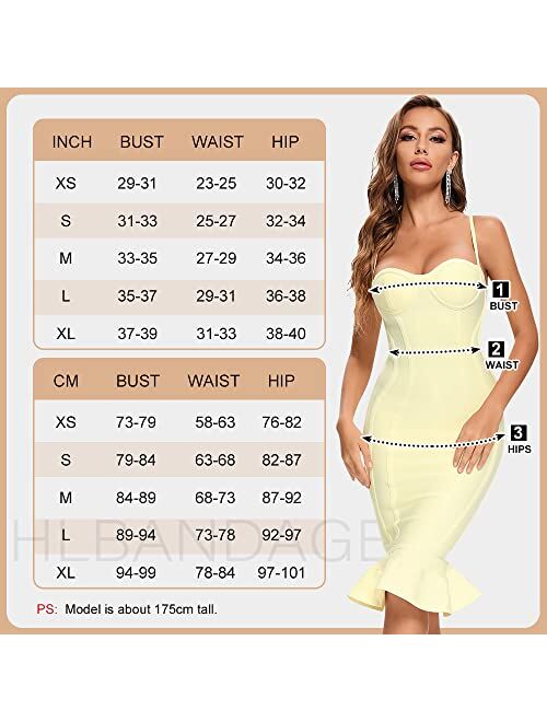 HLBandage Sweetheart Fishtail Spaghetti Strap Sexy Celebrity Bandage Dress