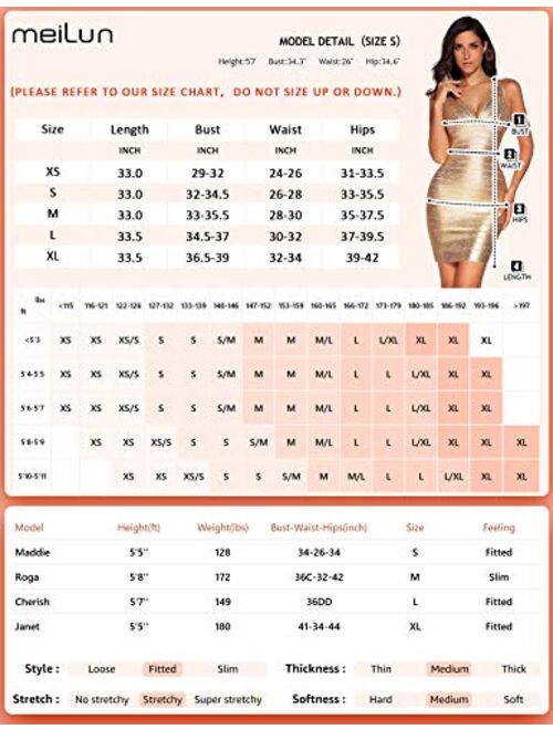 meilun Women's Rayon Sexy V-Neck Bandage Bodycon Strap Foil Club Dress