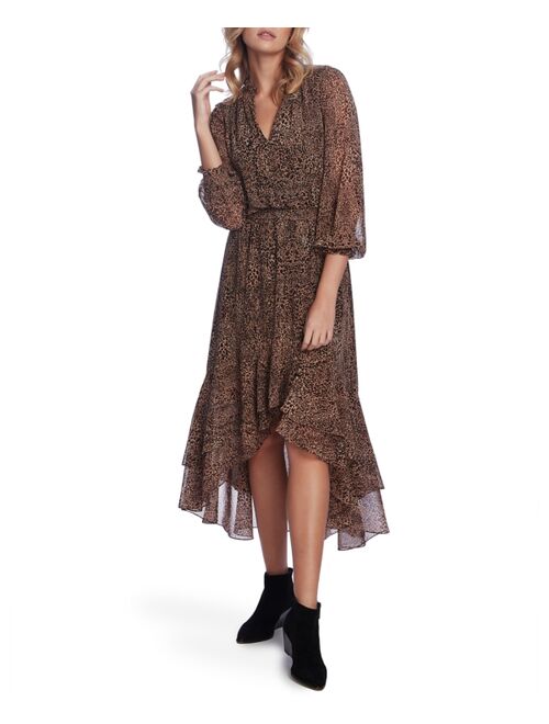 1.STATE Leopard-Print High-Low Dress