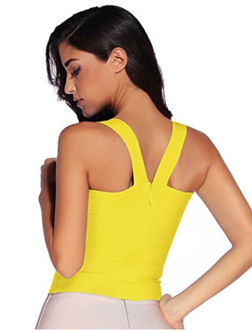 meilun Women's Rayon Strap Vest Elastic Bandage Bodycon Tops