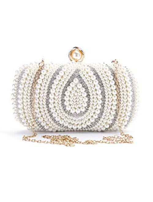 Meilun Women's Pearl Clutch Purses Glliter Banquet Handbag Evening Bags