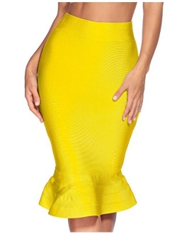 meilun Women's Rayon Bandage Mermaid Fishtail Skirt Bodycon Midi Pencil Skirt