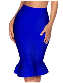 meilun Women's Rayon Bandage Mermaid Fishtail Skirt Bodycon Midi Pencil Skirt