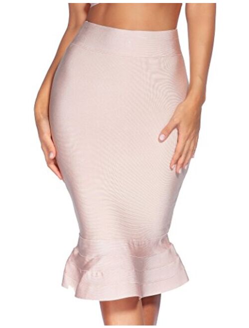 meilun Women's Rayon Bandage Mermaid Fishtail Skirt Bodycon Midi Pencil Skirt