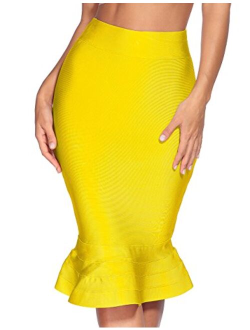 meilun Women's Rayon Bandage Mermaid Fishtail Skirt Bodycon Midi Pencil Skirt