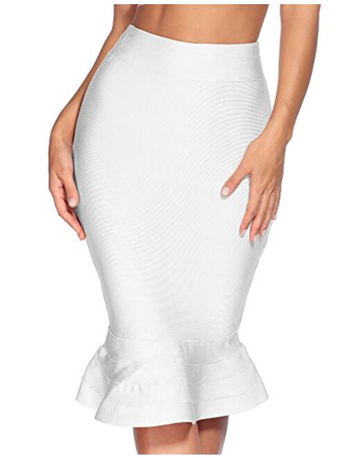 meilun Women's Rayon Bandage Mermaid Fishtail Skirt Bodycon Midi Pencil Skirt