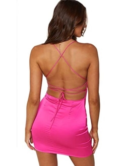 Just Quella Clubwear for Women Sexy Backless Bodycon Party Mini Dress