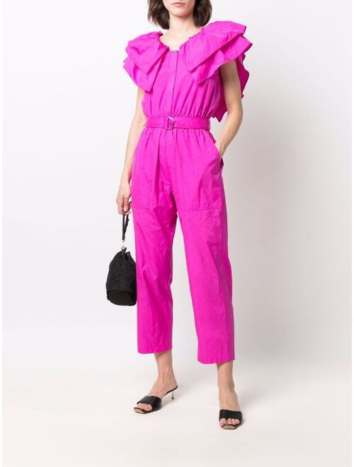 MSGM ruffle-detail belted jumpsuit