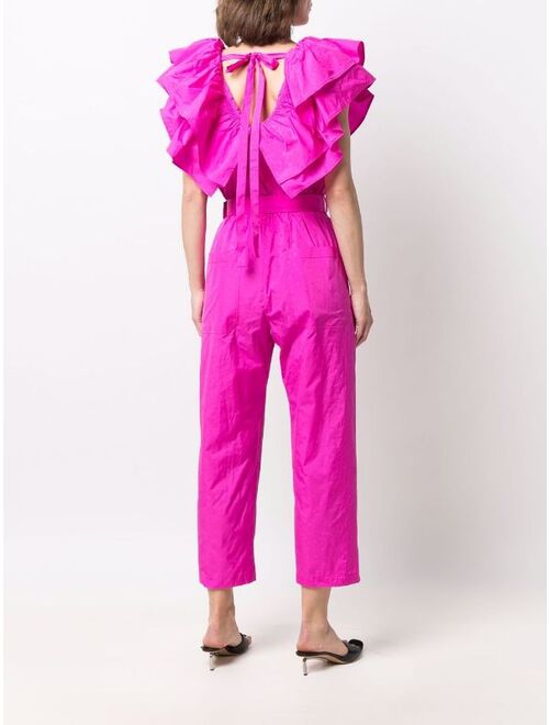 MSGM ruffle-detail belted jumpsuit