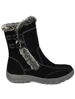 Womens Faux Fur Trim Tread Sole Winter Boot