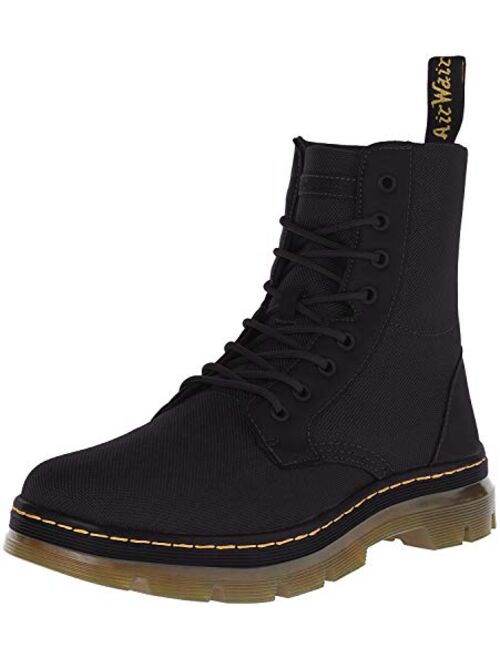 Dr. Martens Men's Combs Washed Canvas With Yellow Stitching Combat Boot