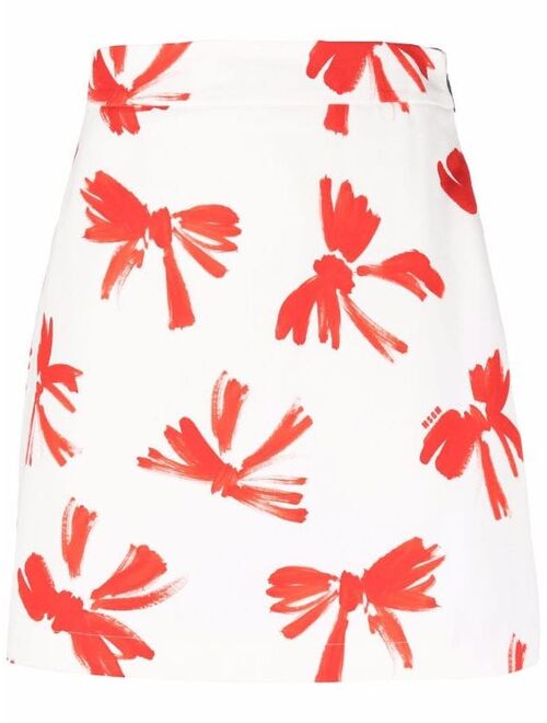 MSGM bow detail print mini skirt