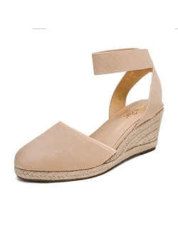 Women's Elastic Ankle Strap Espadrilles Wedge Sandals