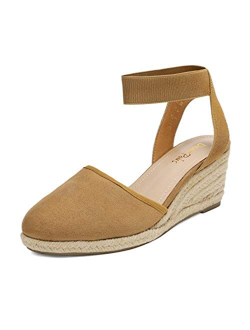 DREAM PAIRS Women's Elastic Ankle Strap Espadrilles Wedge Sandals