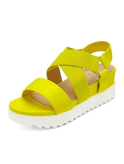 Womens Open Toe Ankle Strap Platform Wedge Sandals