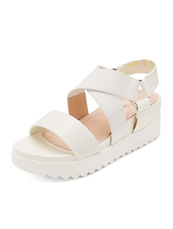 Womens Open Toe Ankle Strap Platform Wedge Sandals