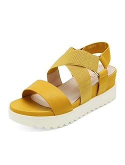 Womens Open Toe Ankle Strap Platform Wedge Sandals