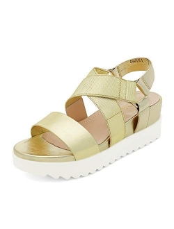 Womens Open Toe Ankle Strap Platform Wedge Sandals