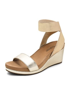 Women's Elastica Ankle Strap Open Toe Platform Wedge Sandals