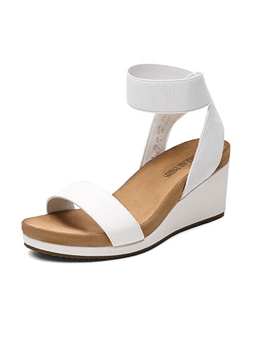 DREAM PAIRS Women's Elastica Ankle Strap Open Toe Platform Wedge Sandals