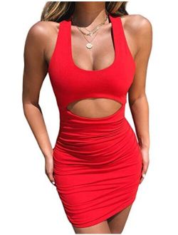 Just Quella Womens Halterneck Sleeveless Bodyocn Mini Dress Sexy Night Out Dresses