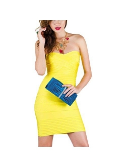 HLBandage Strapless Colorful Stretch Party Rayon Mini Bandage Dress