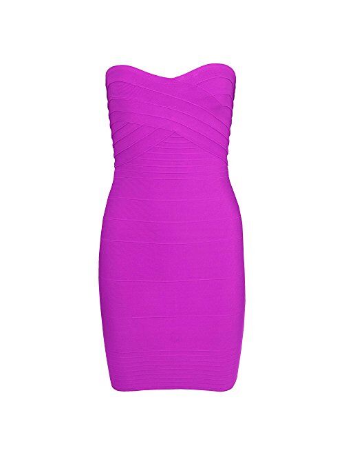 HLBandage Strapless Colorful Stretch Party Rayon Mini Bandage Dress