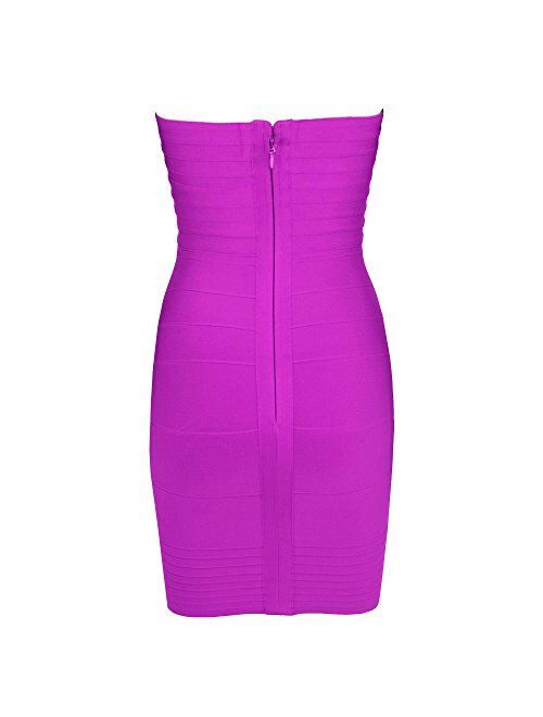 HLBandage Strapless Colorful Stretch Party Rayon Mini Bandage Dress