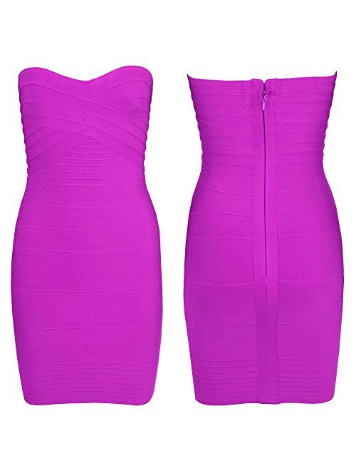 HLBandage Strapless Colorful Stretch Party Rayon Mini Bandage Dress