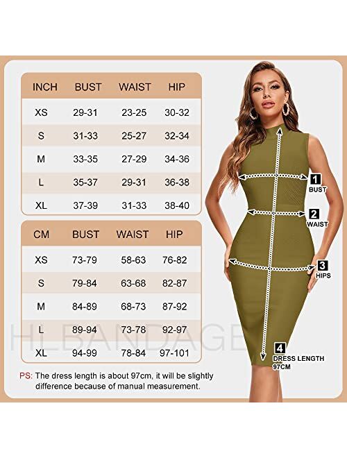 HLBandage Sleeveless High Neck Sexy Women Rayon Midi Bodycon Bandage Dress