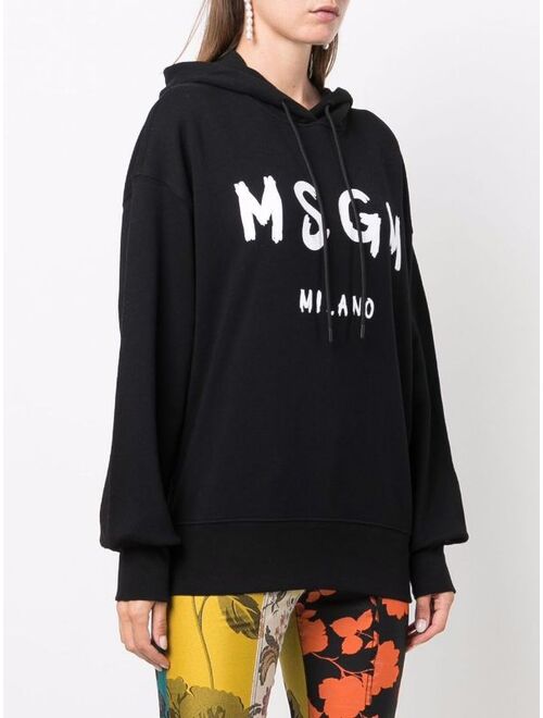 MSGM logo-print cotton hoodie