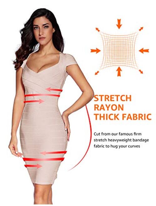 meilun Women's Bandage Dress Square Neck Bodycon Party Dress