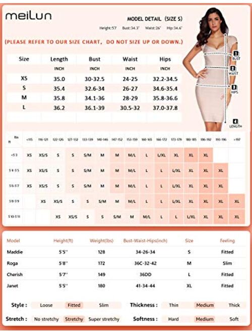 meilun Women's Bandage Dress Square Neck Bodycon Party Dress