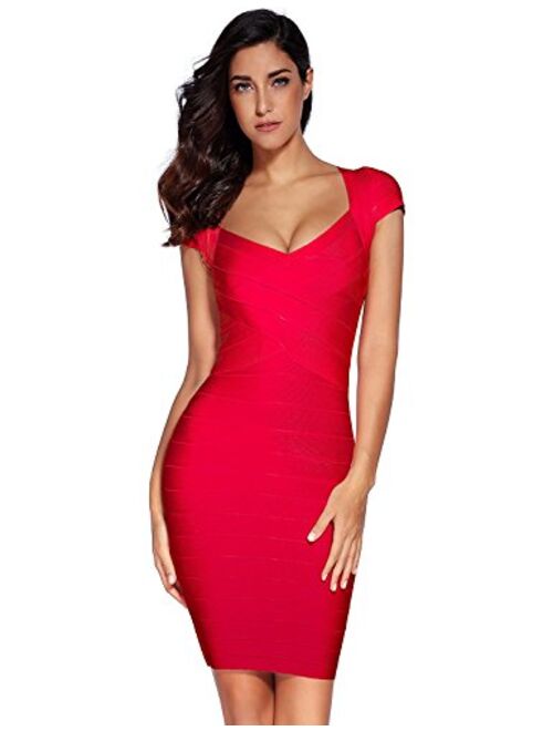 meilun Women's Bandage Dress Square Neck Bodycon Party Dress