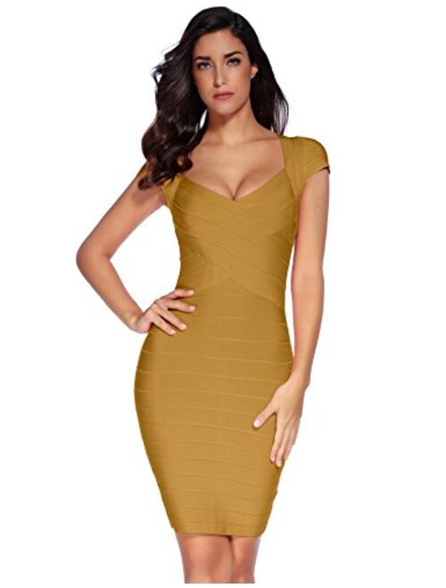 meilun Women's Bandage Dress Square Neck Bodycon Party Dress