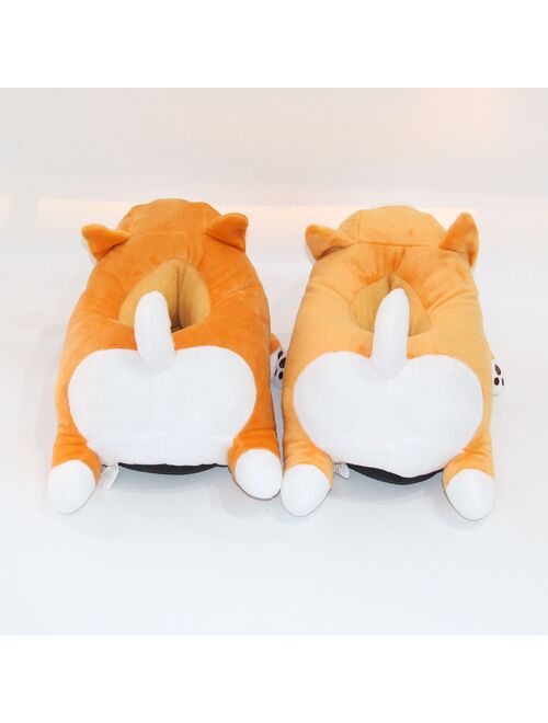 Shiba Inu Cartoon Slippers For Women Winter Plush Home Fluffy Cotton Shoes Slides House Indoor Animals Design Fuzzy Slipers