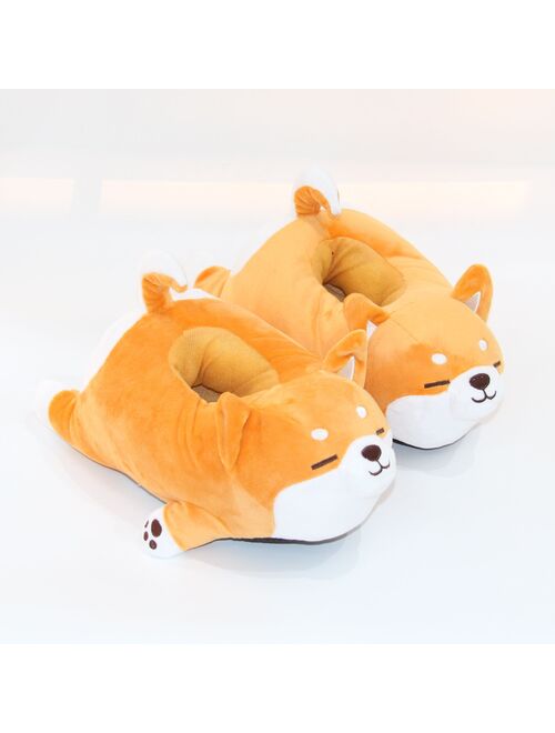 Shiba Inu Cartoon Slippers For Women Winter Plush Home Fluffy Cotton Shoes Slides House Indoor Animals Design Fuzzy Slipers