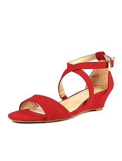 Women's Ankle Strap Low Wedge Sandals