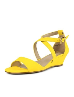 Women's Ankle Strap Low Wedge Sandals