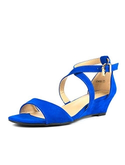 Women's Ankle Strap Low Wedge Sandals