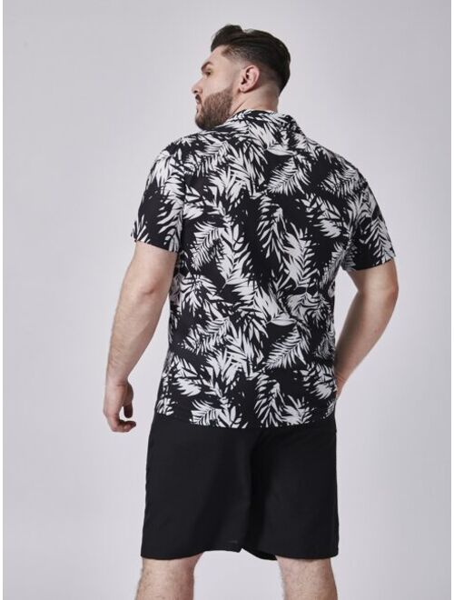 Shein Extended Sizes Men Tropical Print Shirt & Shorts Set