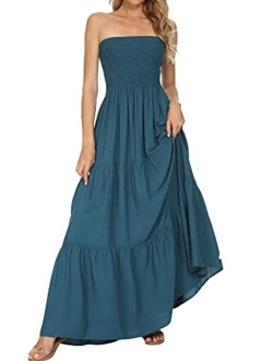 Just Quella Womens Summer Strapless Maxi Dresses Boho Beach Dress