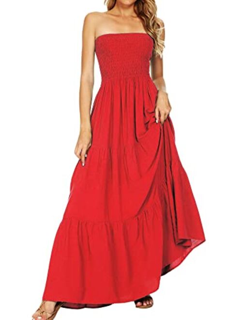 Just Quella Womens Summer Strapless Maxi Dresses Boho Beach Dress