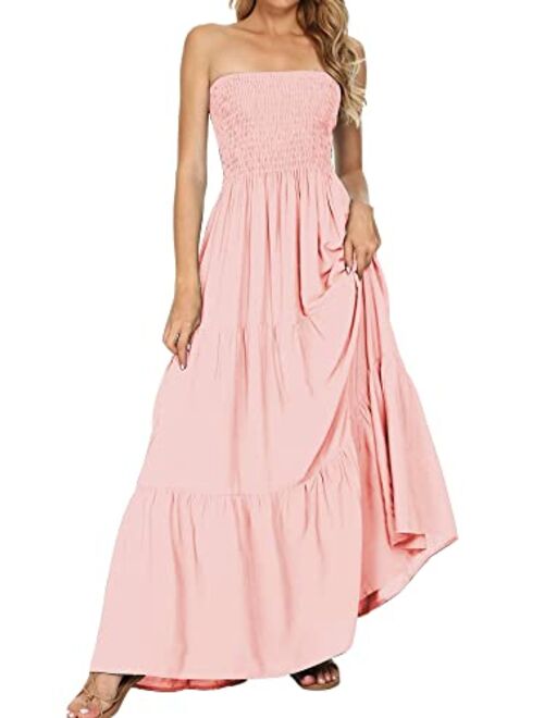 Just Quella Womens Summer Strapless Maxi Dresses Boho Beach Dress