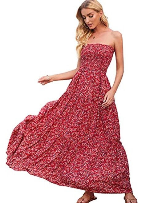 Just Quella Womens Summer Strapless Maxi Dresses Boho Beach Dress