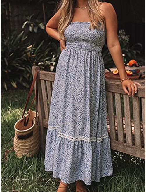 just quella Maxi Dresses for Women Summer Strapless Boho Dress